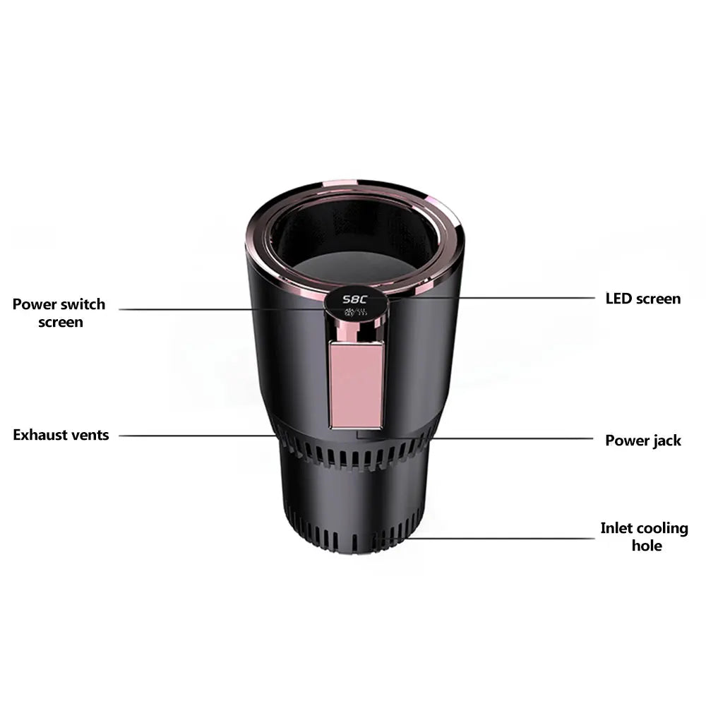 🚗 Smart Hot & Cold Cup Warmer/Cooler 🔥❄️ with Digital Temp Display | Car & Office Use