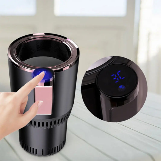 🚗 Smart Hot & Cold Cup Warmer/Cooler 🔥❄️ with Digital Temp Display | Car & Office Use